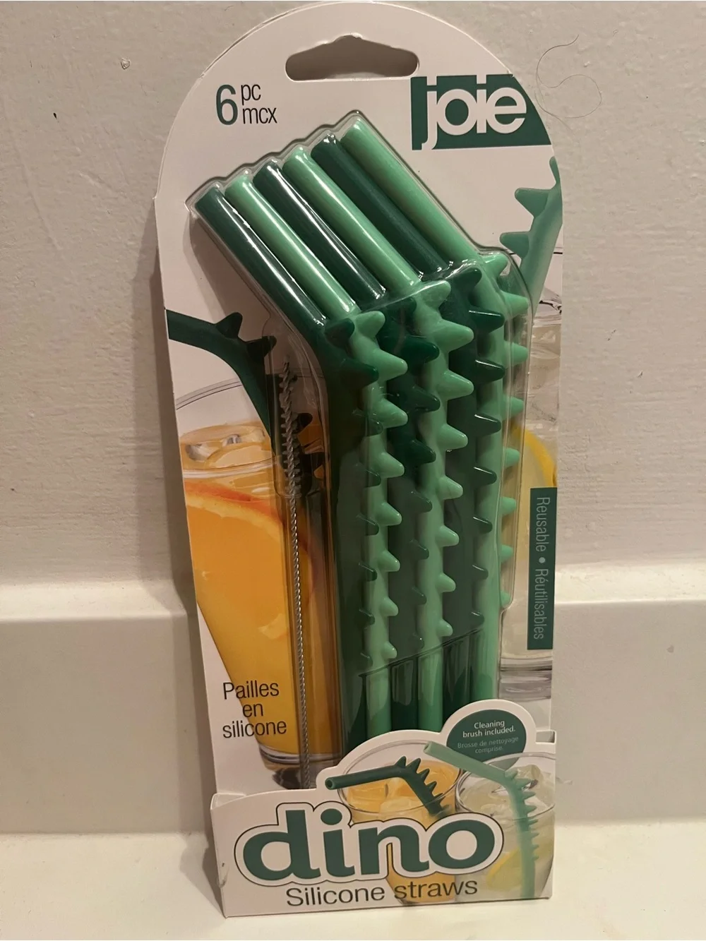 Joie Dino Silicone Straws - Mint Green (6 pc)